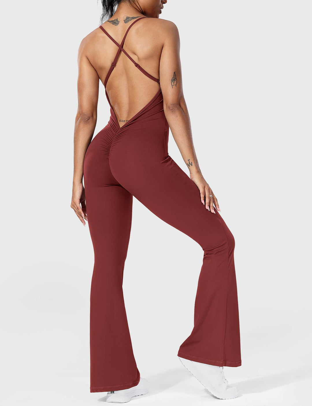 BRUNA™ | V-Back Cross Flared Jumpsuit
