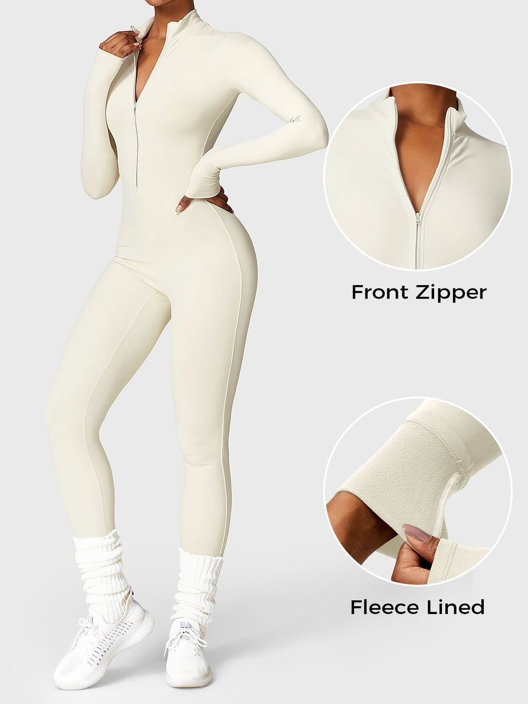 BELLE™ | Fleece Long Sleeve Zipper Jumpsuit