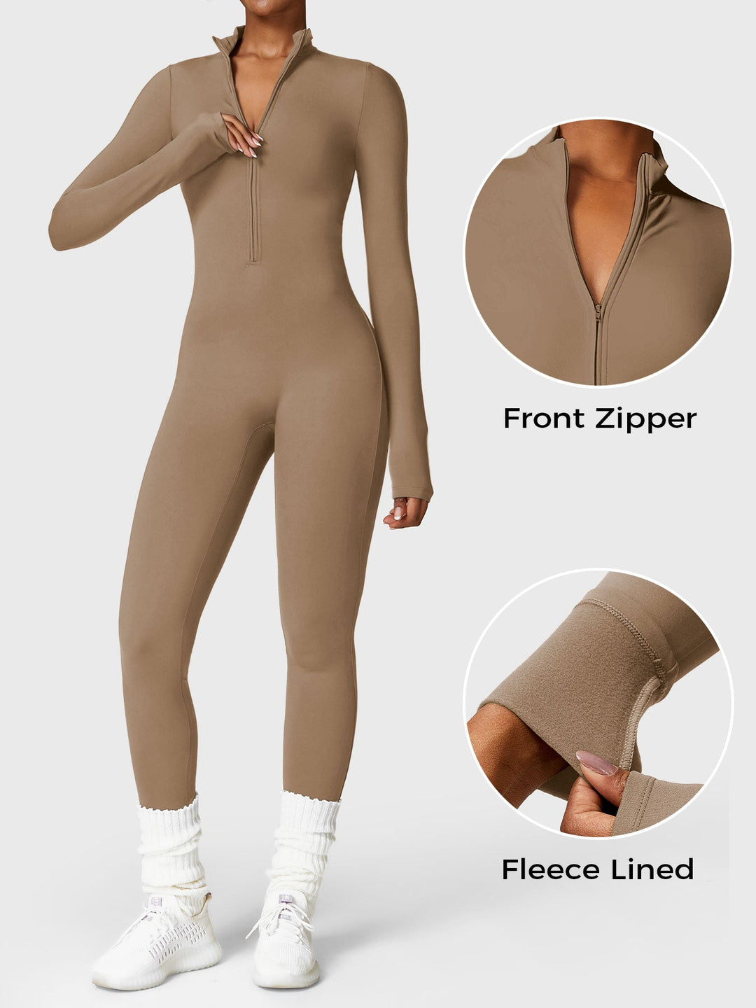 BELLE™ | Fleece Long Sleeve Zipper Jumpsuit